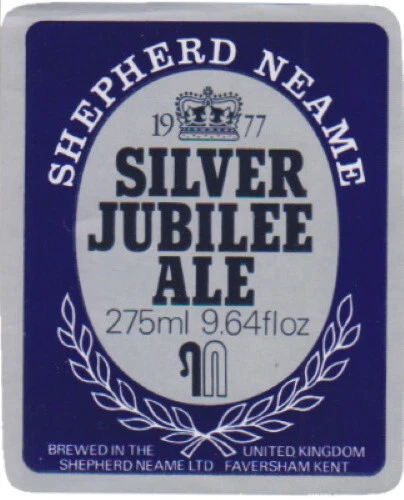 Shepherd Neame Faversham Silver Jubilee Ale 275ml 9,64 fl oz Bierflasche Etikett