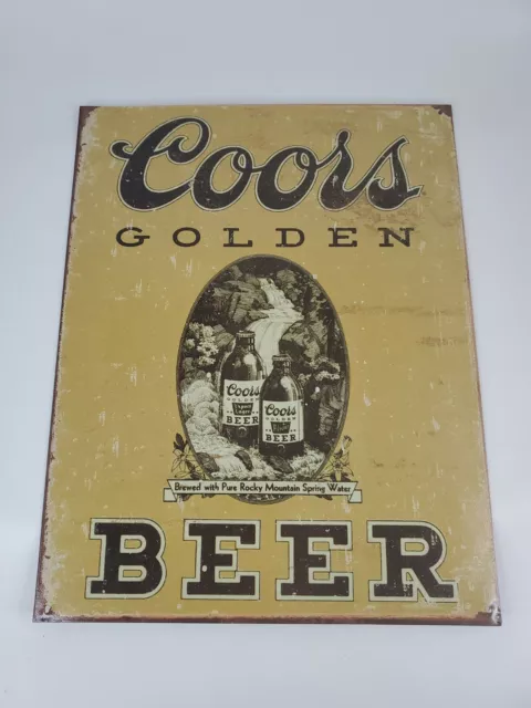 Coors Golden Beer Rockies Tin Metal Ad Sign Retro Bar Cave Garage Wall Décor