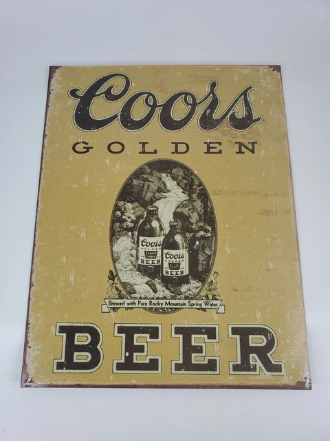 Coors Golden Beer Rockies Tin Metal Ad Sign Retro Bar Cave Garage Wall Décor