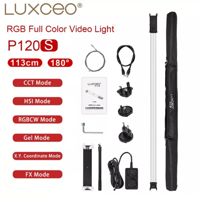 Luxceo P120S LED Video Light RGB Tube 113cm APP Control  DMX Built-in Battery