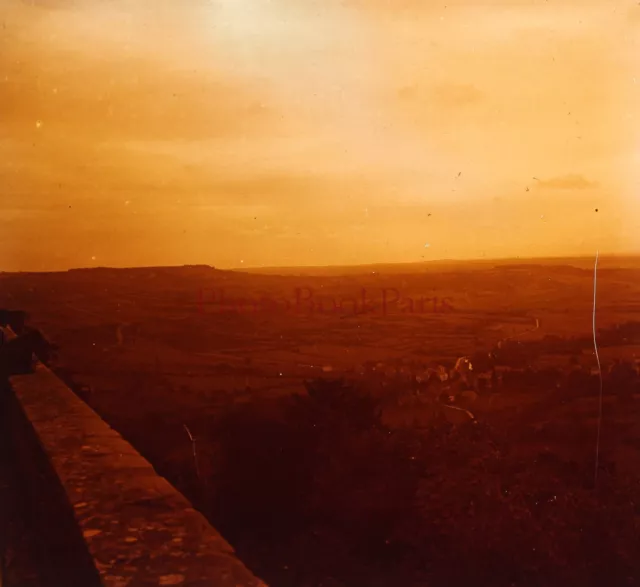 FRANCE Vézelay Paysage Photo Plaque de verre Stereo Vintage P29L22n6