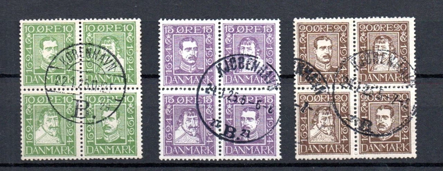 Danemark 1924 Satz 131/42 Viererblocke schon Gebraucht