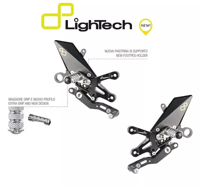 Lightech Pedane Arretrate Regolabili Poggiapiede Fisso Aprilia Rsv4 Rr/Rf 2017-