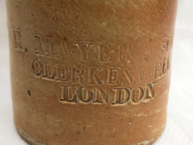 R. Mayer Clerkenwell London ginger beer soda stoneware bottle c1890-1910