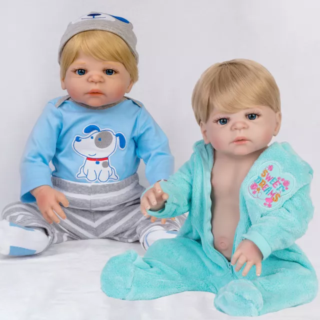 22" Reborn Baby Dolls Full Body Vinyl Silicone Realistic Newborn Boy Doll Gift