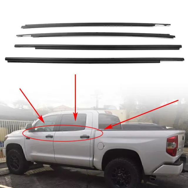 4PCS Window Moulding Weatherstrip Seal Belt For Toyota Tundra CrewMax 2007-2019