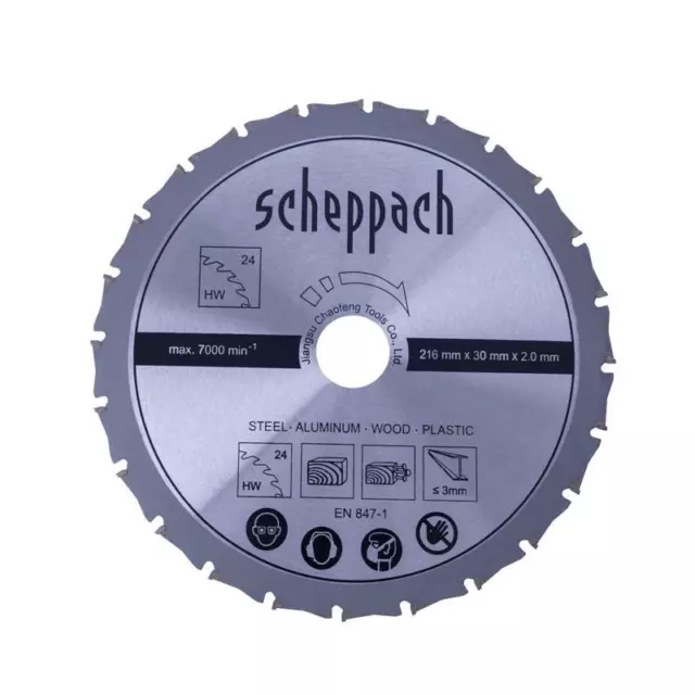 Scheppach HW Universalsägeblatt 216x2x30mm 24Z Hartmetall Sägeblatt HM90MP