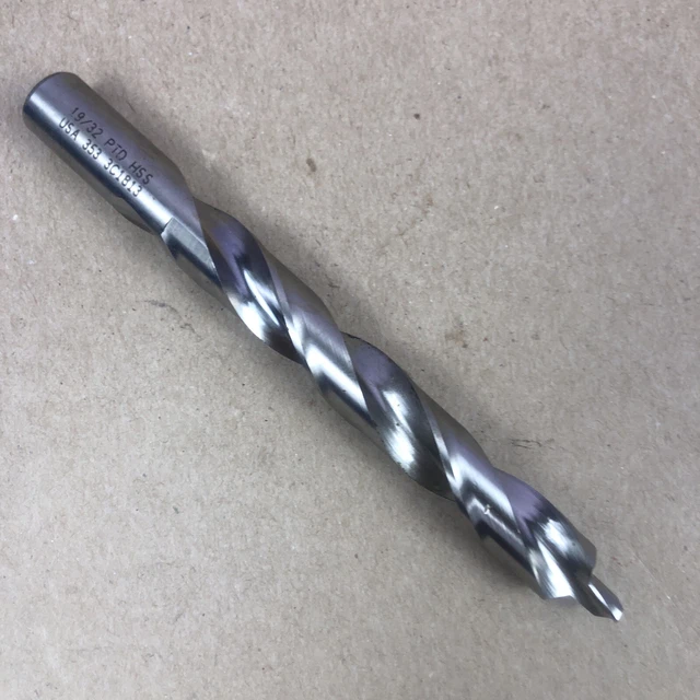 19/32" HSS Drill Bit with 1/4” Pilot Drill, Made in USA, PTD Dormer, 353-3C1813