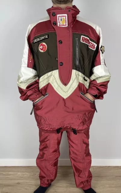 Descente Men's SKI SUIT Suisse Team 1996 Japan Snowboarding MADE L-XL 46-52