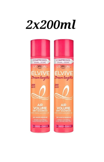 LOREAL Paris Elvive Dream Lengths Air Volume Dry Shampoo Compressed 2x 200ml ea