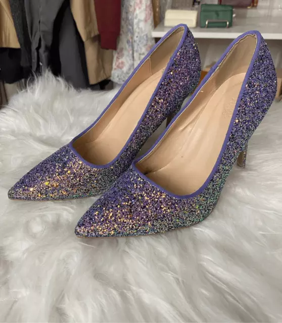 Charlotte Russe Sparkling Lilac Glitter Point Toe High Heels Shoes Size 7