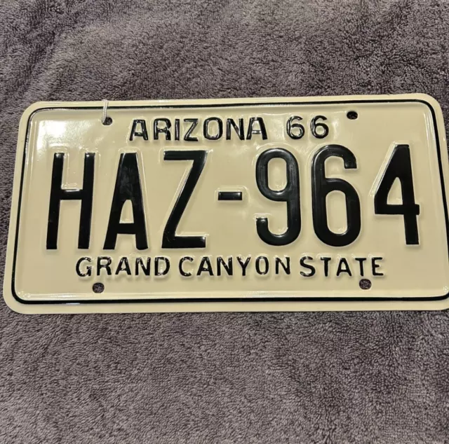 Vintage 1966 TAN & BLACK ARIZONA License Plate - FULLY RESTORED!!!