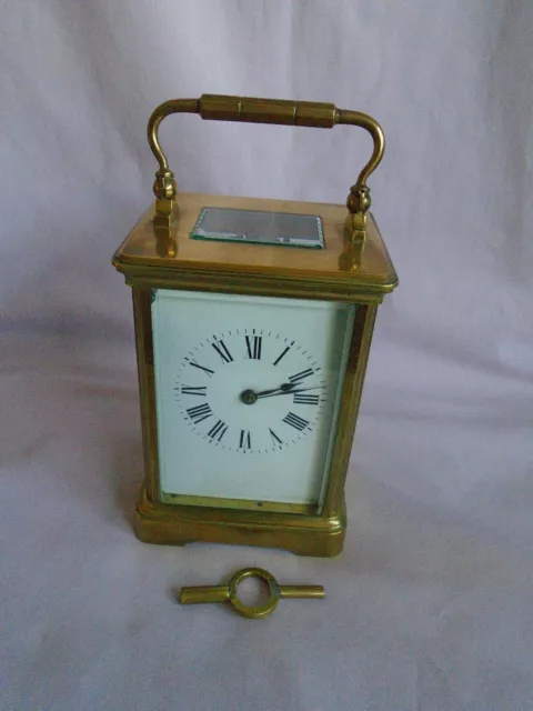 Antique French Couaillet Striking Carriage Clock In  Good Working Order + Key