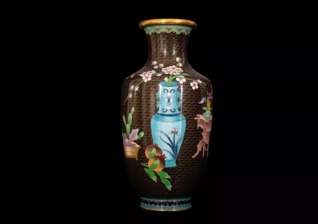 Ein Paar Große Cloisonne - Emaille - Rouleau Vasen , China 20.  Jh. 2