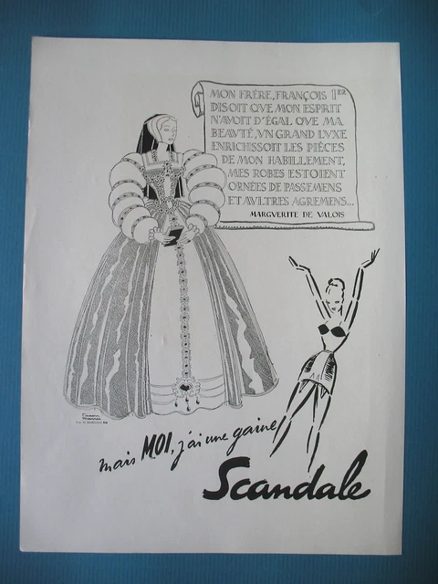 Publicite De Presse Scandale Gaine Soutien-Gorge Illustration Facon Marrec 1948