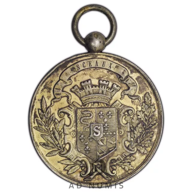France Medal 1875 Competition Musical de Montrouge Signed Desaide vermeil