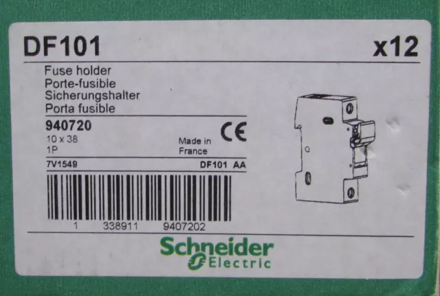 (12) SCHNEIDER ELECTRIC DF101 Single Pole 600V 30 Amp 10X38mm Fuse Holder 7V1549