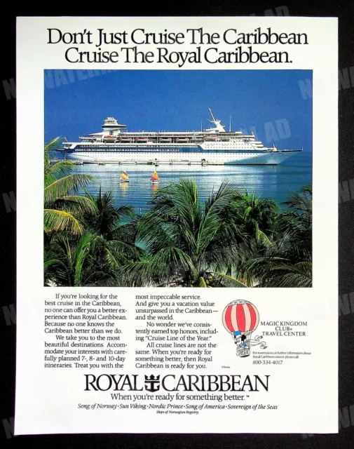Royal Caribbean Cruise Line Disney World 1989 Print Magazine Ad Poster ADVERT
