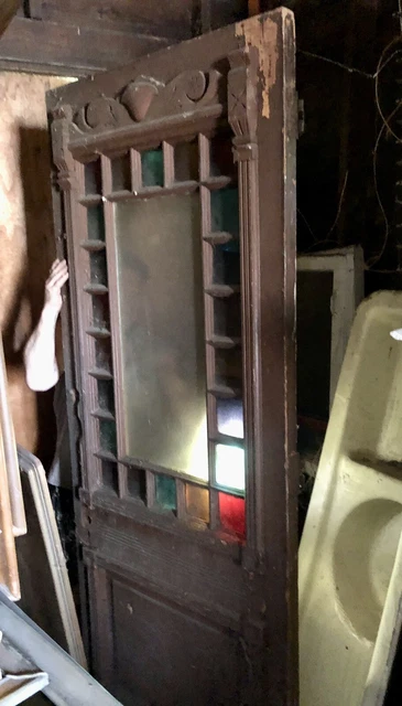 1800's Antique ENTRY DOOR Original Glass VICTORIAN Style - With ORNATE Details