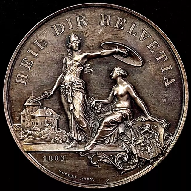 1890 Swiss Shooting medal, Frauenfeld, Thurgau! R-1250b, silver, 46 mm, 38.7 gr.
