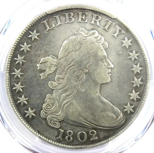 1802/1 Draped Bust Silver Dollar $1 Coin - Certified PCGS VF Detail - Rare Coin!