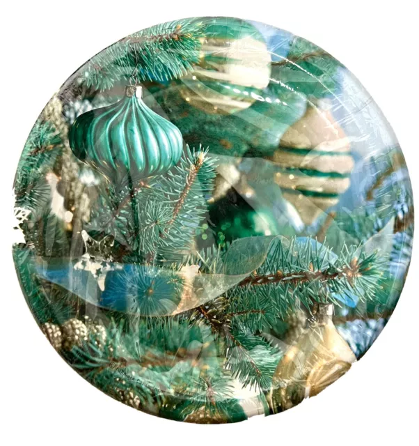HALLMARK Christmas Paper Dessert Plates 7” Tree Ornaments Blue Green NIP Pkg 8