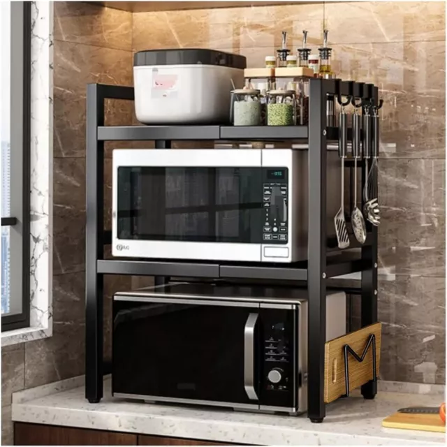 3 Tier Expandable Microwave oven Rack Stand Storage Holder Kitchen Corner Shelf