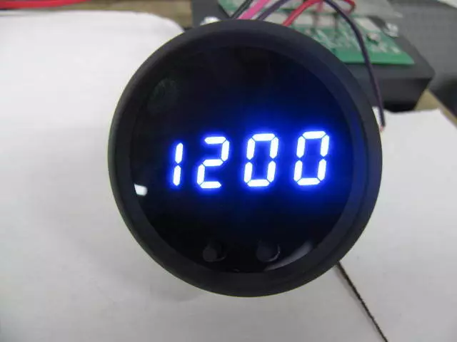 2 1/16" Universal Automotive Digital Clock Blue LED Gauge Black Bezel USA Made 3