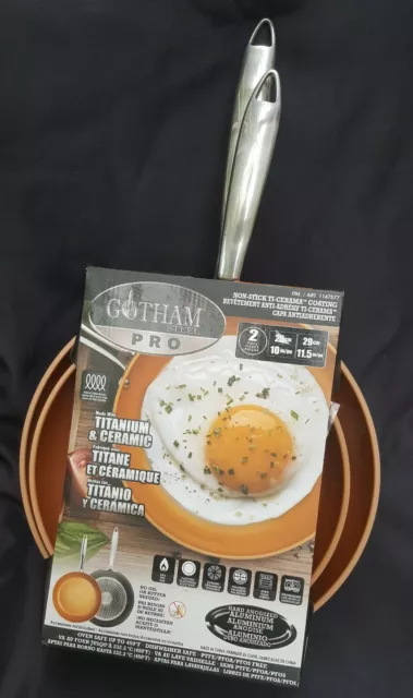 GOTHAM STEEL PRO TITANIUM & CERAMIC FRYING PAN x 2  25cm & 29cm