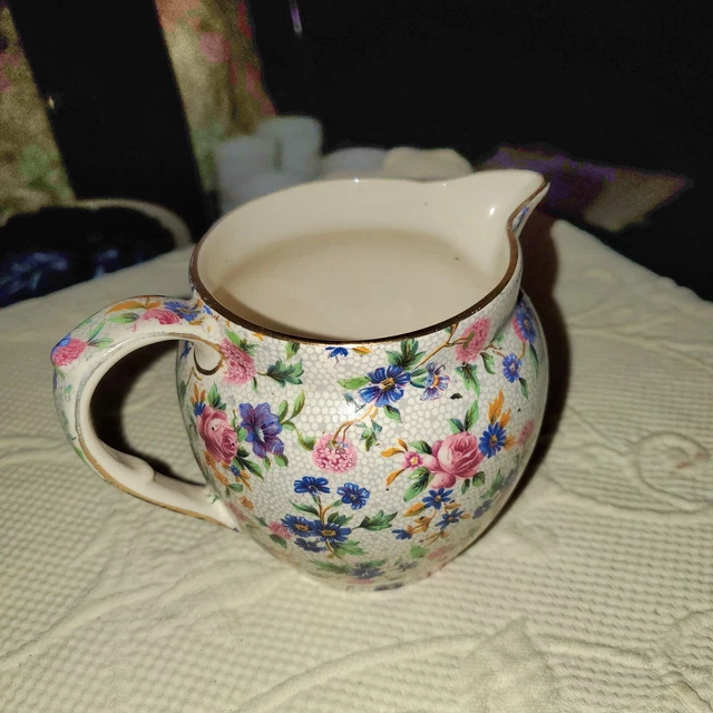 Vintage Royal Winton Grimwades OLD COTTAGE CHINTZ Floral Ascot Creamer England 3