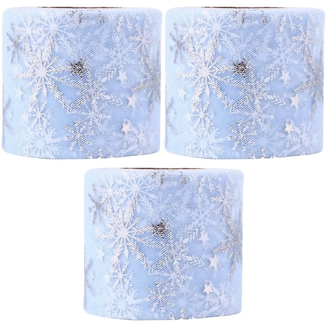 3 Sets Stuhl Schärpe Rollen Weihnachten Tüll Rolle Beflockung Tüll Rolle 4