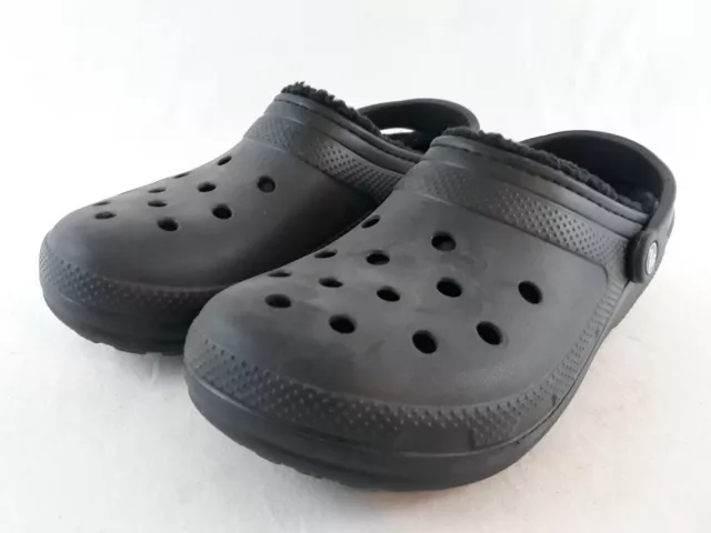 Crocs Fur Lined Slip On Clogs Black Unisex Sandal 203591 Size Mens 10 Womens 12