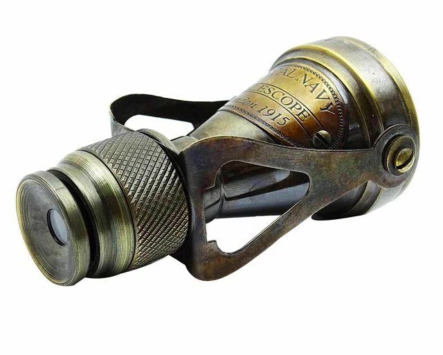 Telescopio binocular monocular náutico antiguo de latón visor de vidrio espía de colección