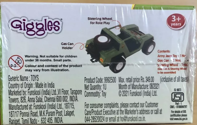 Funskool Giggles ARMY Jeep, multicolor VERDE Edad 3+ ENVÍO GRATIS 3