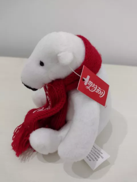 Coca-Cola Polar Bear Plush With Red Scarf 2017 Mini