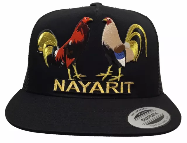 Los Dos Gallos De Nayarit Hat Black Mesh Logo Federal Mexico El Chapo Guzman