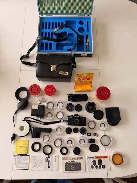 ASAHI AUTO 110 Pentax Super Set In Case 6 Lenses + Clear Camera