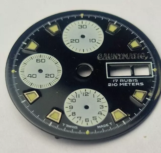 Caunymatic 17 Rubis 210 meters dial ETA Valjoux 7750 movement swiss made NOS Caunymatic 17 Rubis 210 meters dial ETA Valjoux 7750 movement swiss made NOS