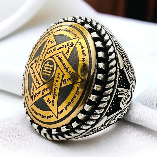 Bague Homme Rasta Lion Laiton Argent 925 - Fait Main, Thème Biker, Taille à Vérifier