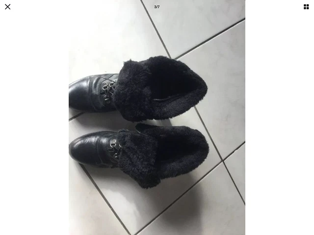 Bottines fourrées REQINS pointure 40 cuir noir tres bon etat 3