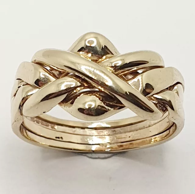 9ct Yellow Gold 4 Piece Puzzle Ring Soldered Band Size U