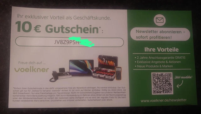 voelkner  2 x10 € Gutschein Code - MBW 99€ - voelkner
