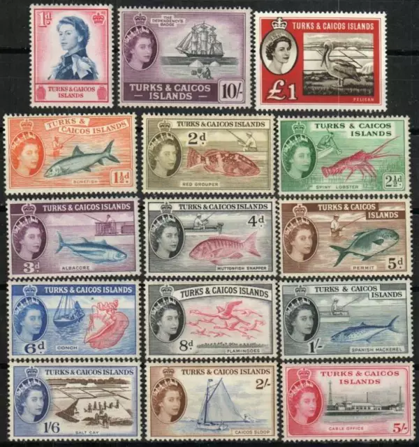 Turks & Caicos Stamp 121-135  - Definitive set of 1957-1960