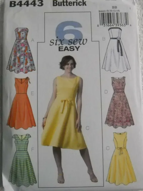 Dress Close Fitting Bodice Misses size 8-14 Butterick 4443 Sewing Pattern