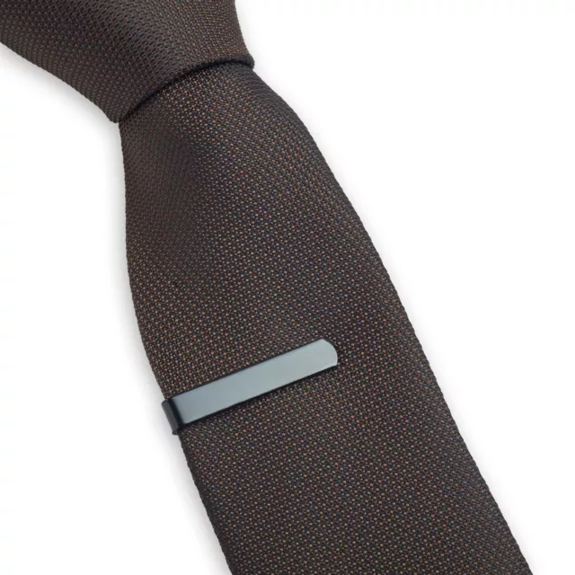 Mens Boys Grey 3CM Tie Bar Skinny Stainless Steel Clip Black Pin Gray black Gift