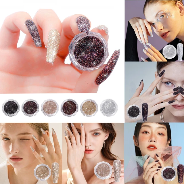 Organic Nails 6 Colors Nail Crystal Crushed Diamond Powder Nail Glitter Diamond