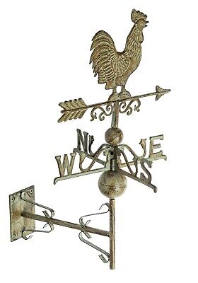 130 cm Traditionelle Farbige Hahn Wetterfahne Windanzeige mit Standplatten aus Gusseisen Garten Deko NSXIN Wetterhahn Metall Windspiel Hahn auf Windrad 