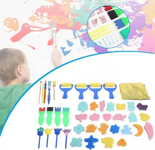 21/42Pcs Kids Art Craft Painting Drawing Tools Mini Flower Sponge Brush Set