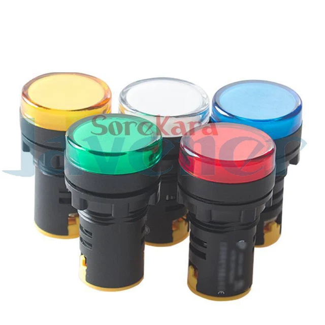 LOT 10 22mm Mount Hole 12VDC-220VAC Color LED Light Lamp Power Indicator Signal