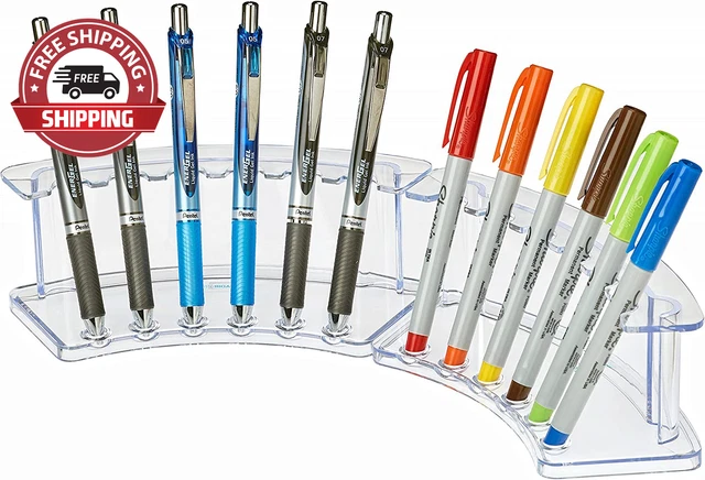 Vertical 6 Slot Display Stand Pack of 2 - Durable Acrylic Holder for Pens & Penc